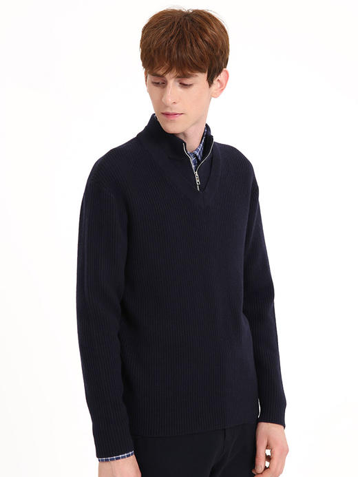 callisto藏青羊毛混纺毛衣 FSKNW129C 商品图1