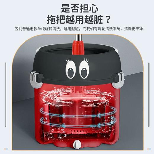 免手洗洗脱一体拖地自动甩干懒人拖把家用旋转拖把红色圆拖把批发 商品图2