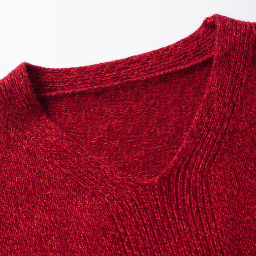 100%羊毛花纱V领宽松毛衫 商品图1