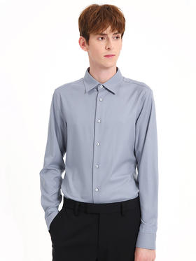 callisto灰色莫代尔混纺长衬衫 FSSTL215C