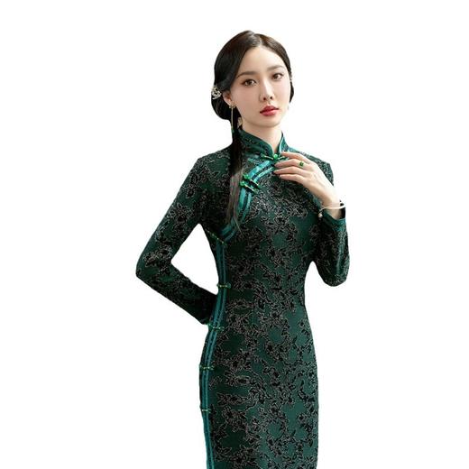 SYG-732春秋新款碎花连衣裙长袖女高贵气质秋冬旗袍 商品图5