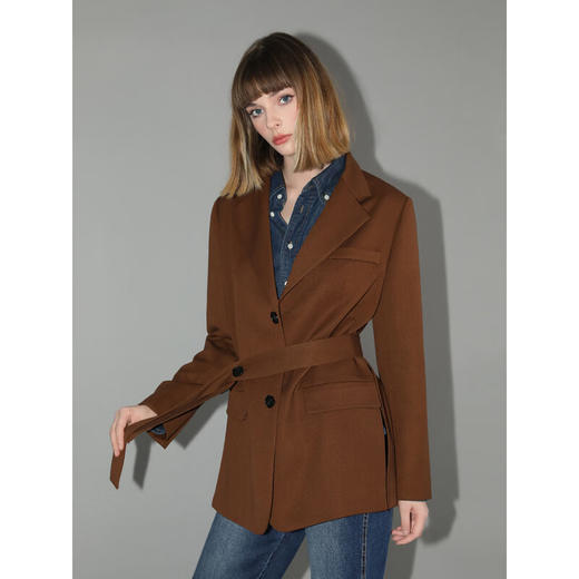 COCOBELLA美拉德穿搭开叉精纺西装多穿法腰带通勤西服SI3002 商品图1