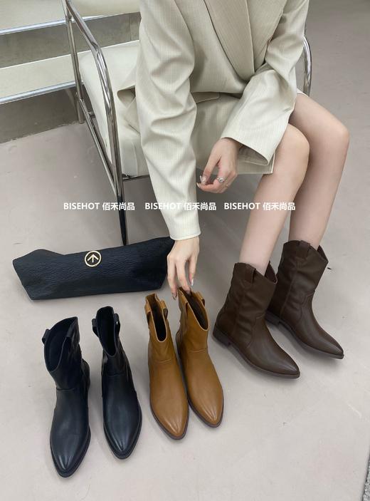 新品女士单层尖头矮帮骑士靴962B35542（W） 商品图0