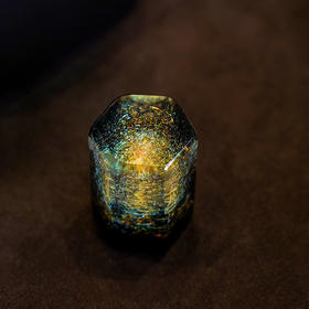 岚工坊六方晶面星空盖置 定制款耐热玻璃高端盖碗茶具配件高档手工摆件盖托