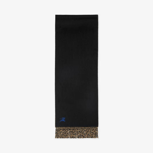 【一】BURBERRY 巴宝莉 女士双面两用马术骑士徽标羊绒围巾 黑色 8077827 A1189 商品图2