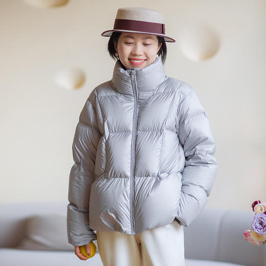 松软似棉花糖90白鹅绒立领短款面包羽绒服 商品图0