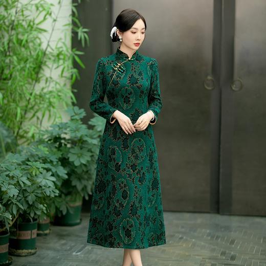 SYG-737旗袍冬款加厚水貂绒长款时尚显瘦复古高档连衣裙 商品图1