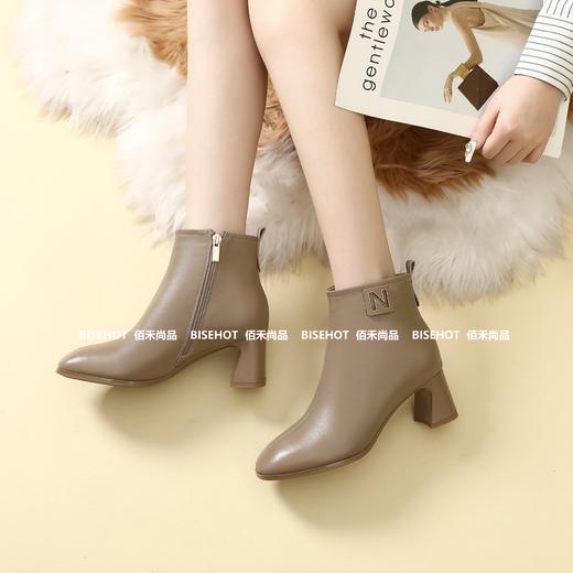 新品女士牛皮粗跟圆头矮靴954B35535（W） 商品图5