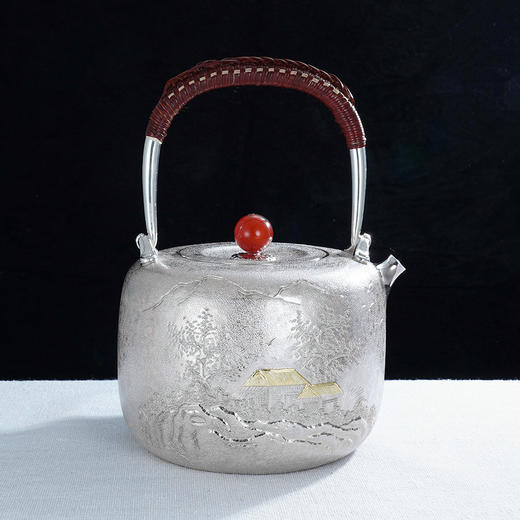 子佩集S999银【云影仙踪】嵌金提梁壶小茶壶公道杯摆件茶杯摆件茶具套装【ZJ011】【ZJ002】【ZJ003】【ZJ013】原创作品2311 商品图1