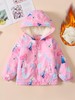 【欧美女童风衣新款，百搭冲锋衣外套】秋冬爱莎夹克加绒装连帽，儿童艾莎短款冲锋衣外套，内部加绒装饰提供额外的保护层，有效阻挡寒冷空气的侵入-QQ 商品缩略图1