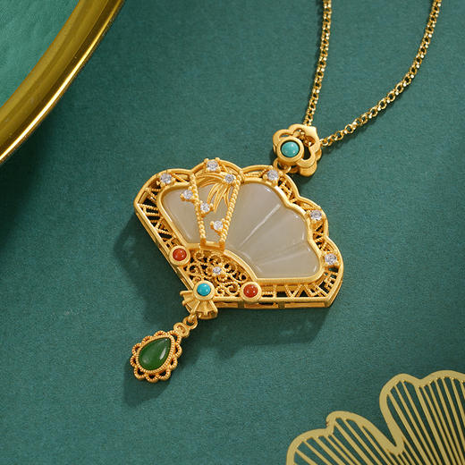 子佩集S925银【清风画扇】套链项链【DZ05476】镀金国潮2311 商品图4
