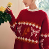 OLrain欧芮儿法式红色毛衣女秋冬2023年新款宽松慵懒毛绒针织上衣 商品缩略图1