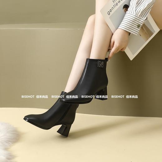 新品女士牛皮粗跟圆头矮靴954B35535（W） 商品图6