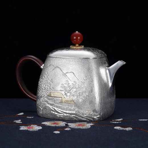 子佩集S999银【云影仙踪】嵌金提梁壶小茶壶公道杯摆件茶杯摆件茶具套装【ZJ011】【ZJ002】【ZJ003】【ZJ013】原创作品2311 商品图5