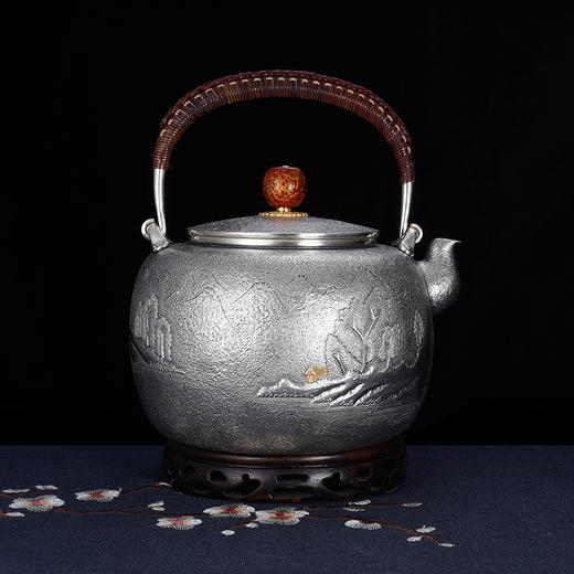 子佩集S999银【山林神秀】锤纹提梁壶小茶壶公道杯摆件茶具套装【HY005】【HY006】【HY007】2311 商品图2