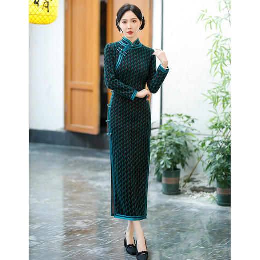 SYG-696旗袍2024新款年轻款高端气质改良高级感日常高贵九分袖秋冬女 商品图0