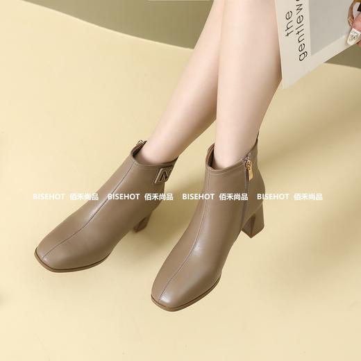 新品女士牛皮粗跟圆头矮靴954B35535（W） 商品图4