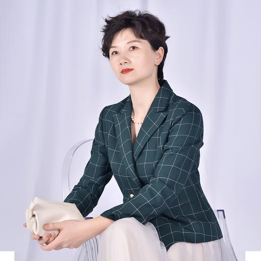 圣三利女装  气质优雅X形格纹西装外套SL2032121 商品图1