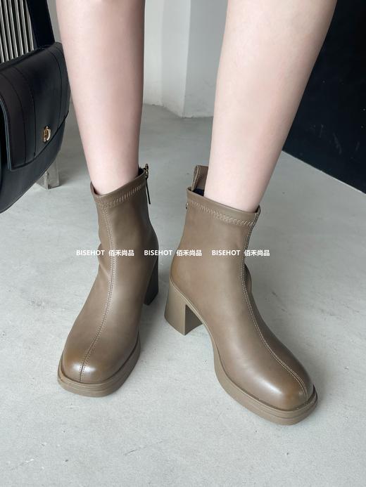 新品女士加绒粗跟防水台矮靴962B35526（W） 商品图3