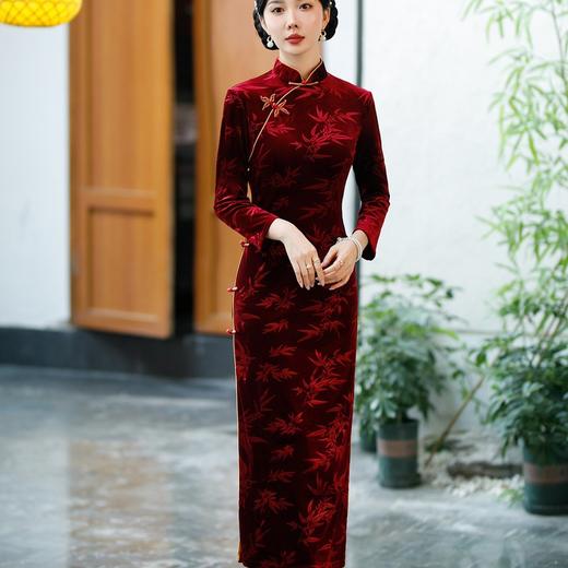 SYG-680碎花连衣裙长袖女高贵气质秋冬旗袍 商品图2