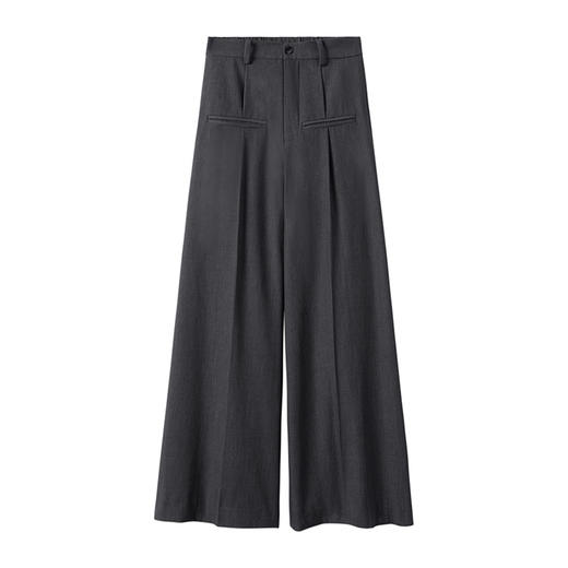 【年终福利/不退换】P798N夕又米 裤身开褶半松紧腰四面弹面料灰色西装阔腿休闲裤女秋 商品图4