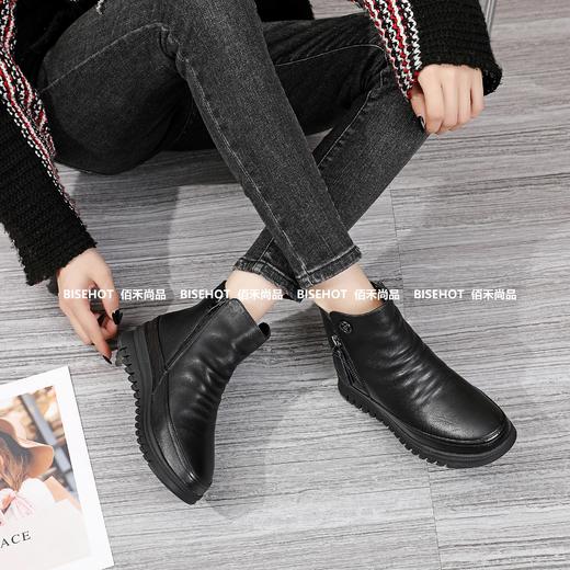 新品女士牛皮一脚蹬宽松版型增高女矮靴803B35576（W） 商品图0