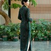 SYG-732春秋新款碎花连衣裙长袖女高贵气质秋冬旗袍 商品缩略图4