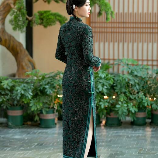 SYG-732春秋新款碎花连衣裙长袖女高贵气质秋冬旗袍 商品图4