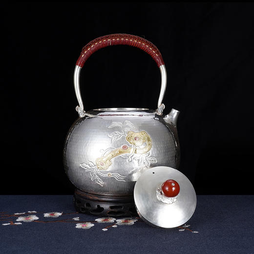 子佩集S999银【如意令】嵌金提梁壶小茶壶公道杯摆件茶杯摆件茶具套装【ZJ007】【ZJ005】【ZJ006】【ZJ012】2311 商品图2