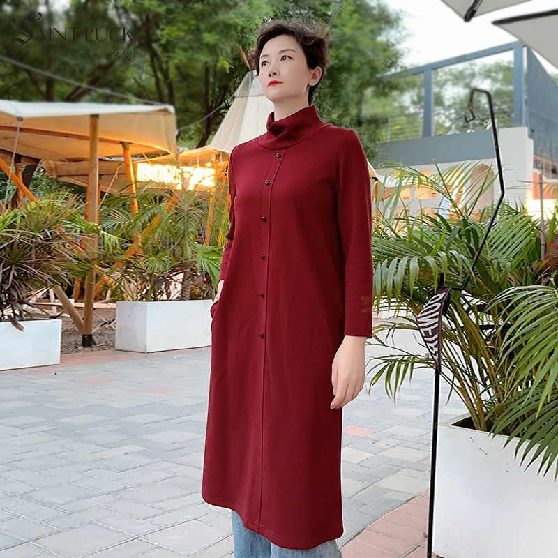 SAINT L’UCK/圣媛女装立领秋冬中长款连衣裙SA319L07