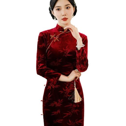 SYG-680碎花连衣裙长袖女高贵气质秋冬旗袍 商品图6