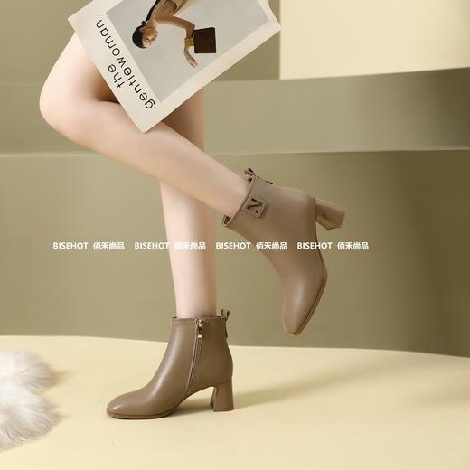 新品女士牛皮粗跟圆头矮靴954B35535（W） 商品图2