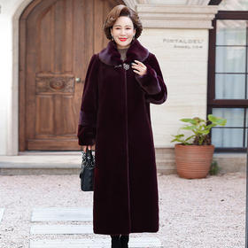 FW 2612妈妈水貂绒大衣过膝外套仿皮草加厚时尚外套