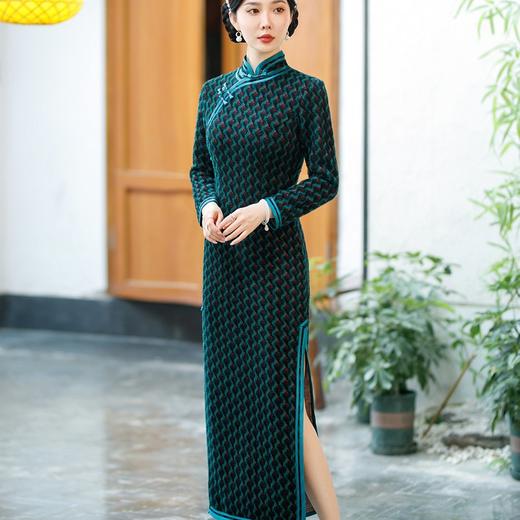 SYG-696旗袍2024新款年轻款高端气质改良高级感日常高贵九分袖秋冬女 商品图4
