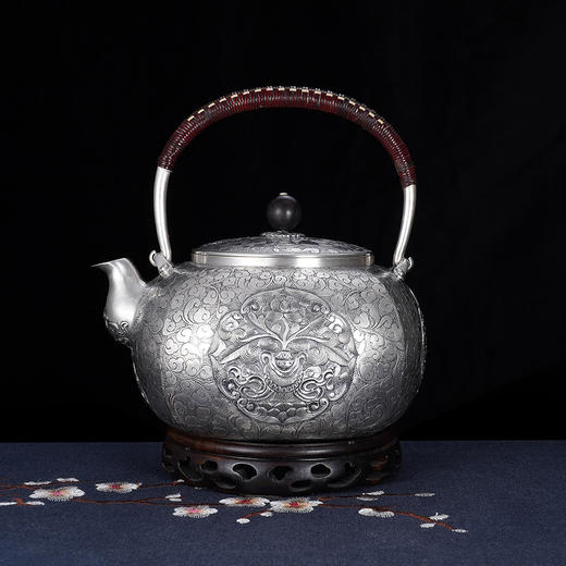 子佩集S999银【八宝祥瑞】提梁壶小茶壶公道杯摆件茶具套装【ZJ014】【ZJ015】【ZJ016】2311 商品图2