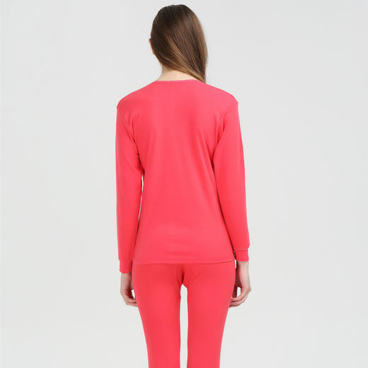 雀说~女士纯棉贴身打底内衣修身薄款圆中领纯色秋衣秋裤套装B0001 商品图2