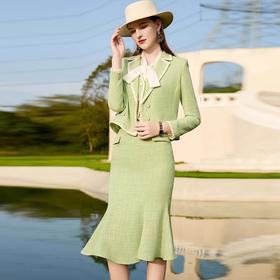 绿色小香风套裙 CMS1923周三下午