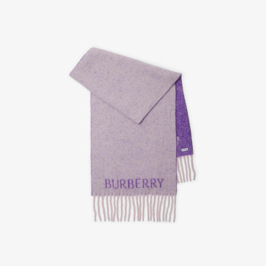 BURBERRY 巴宝莉 女士马术骑士徽标羊驼毛羊毛混纺围巾 浅紫色 8077108 B7312 商品图0