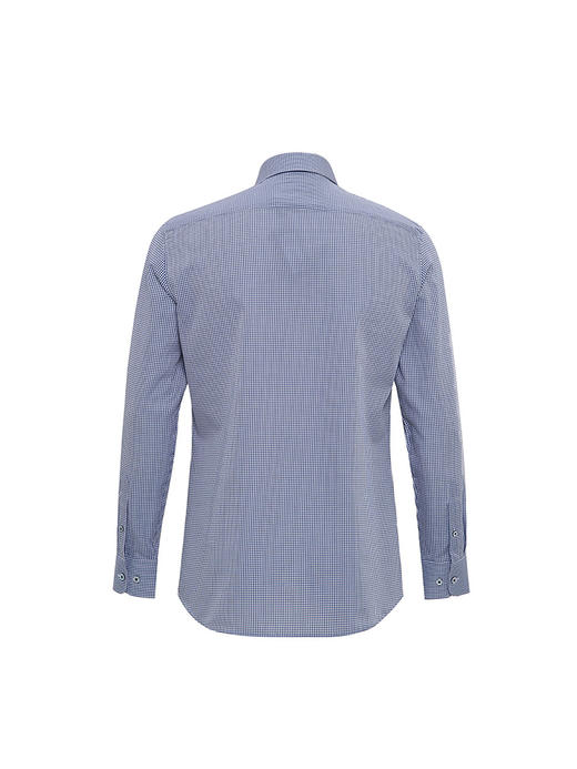 callisto蓝色全棉小格纹长袖衬衫 FSSTL250C 商品图2