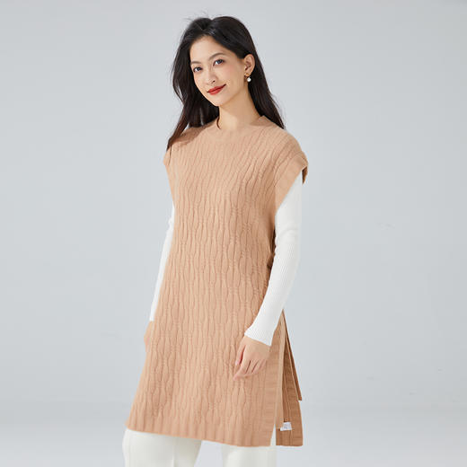 东黎 • 山羊绒女士秋冬宽松系带无袖气质中长裙 3016 商品图2