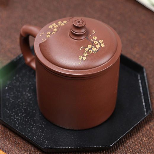 智慧-室雅人和紫砂杯420CC陶灵宜兴紫砂杯茶杯带盖杯子水杯男士泥绘纯手工全大容量室雅人和【不支持补差，非质量问题不退不换】S 商品图4