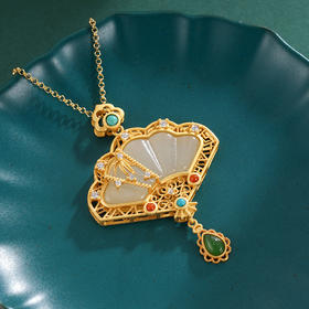 子佩集S925银【清风画扇】套链项链【DZ05476】镀金国潮2311