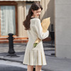 法式小香风米白色连衣裙秋冬新款气质小个子百褶短裙V2138567 商品缩略图4