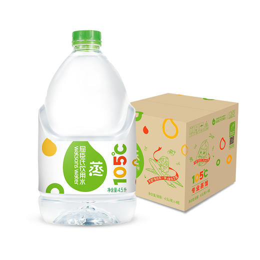 屈臣氏 105°蒸馏制法 饮用水 4.5L*4桶 整箱 补水 新老包装随机发货 包邮 商品图0