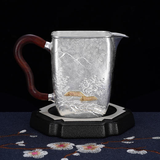子佩集S999银【云影仙踪】嵌金提梁壶小茶壶公道杯摆件茶杯摆件茶具套装【ZJ011】【ZJ002】【ZJ003】【ZJ013】原创作品2311 商品图11