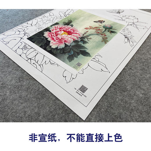 【大彩图】李晓明工笔画白描底稿《轻舞飞扬》牡丹临摹勾线花鸟线稿K033 商品图2