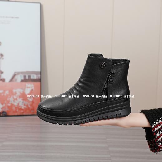 新品女士牛皮一脚蹬宽松版型增高女矮靴803B35576（W） 商品图1