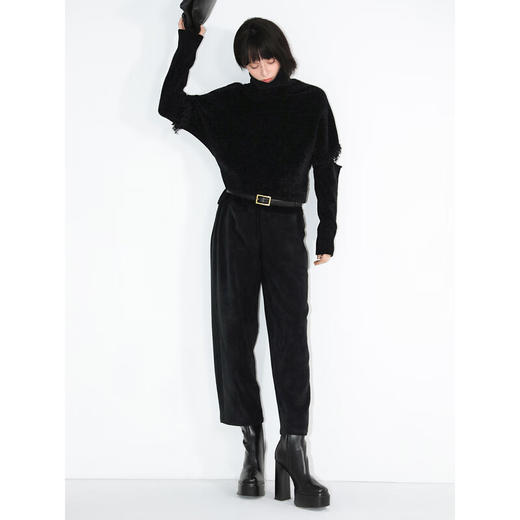 COCOBELLA重工丝光灯芯绒通勤哈伦裤女松弛感穿搭休闲裤PA181 商品图1