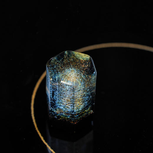 岚工坊六方晶面星空盖置 定制款耐热玻璃高端盖碗茶具配件高档手工摆件盖托 商品图2