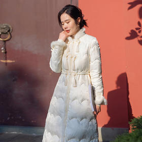 中式改良旗袍中长款盘扣羽绒服